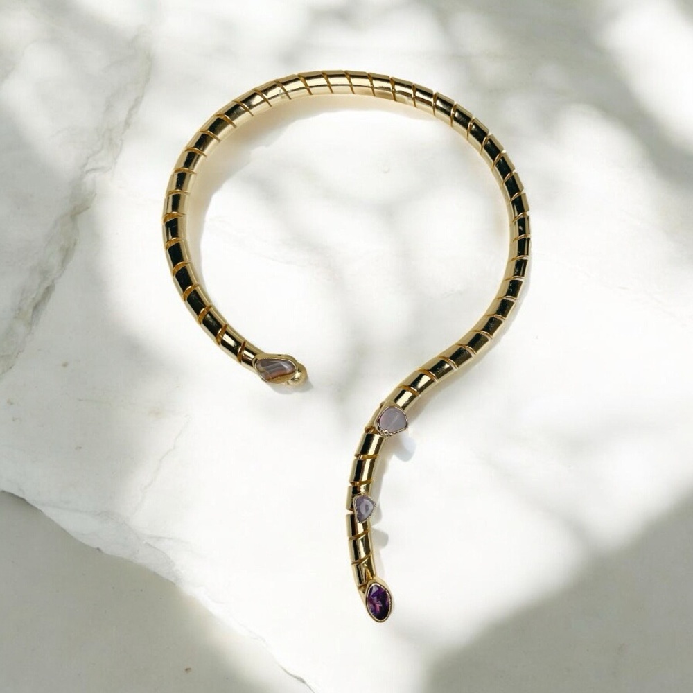Snake Amethyst Choker Necklace - Picture 3 of 7